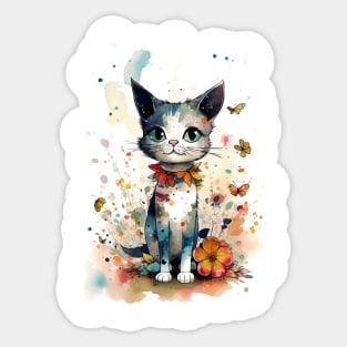 Cat with flower Sticker